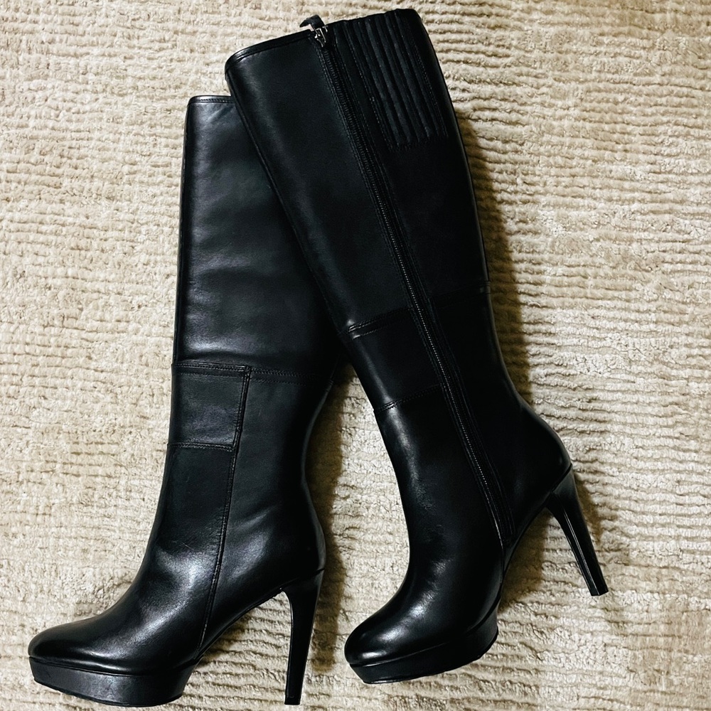 Rockport Black Leather High Heel Knee Boots Size 5M - Picture 5 of 6